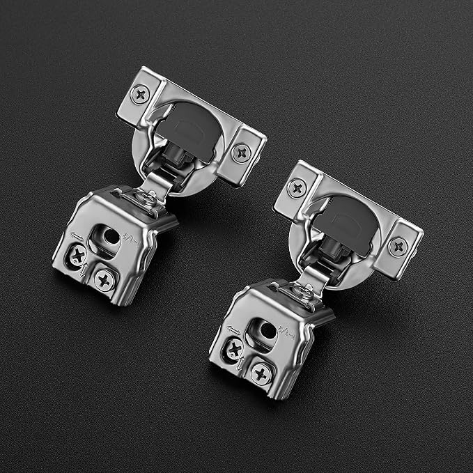 Ravinte 2 Pack 1 Pair 1-1/2 inch Overlay Soft Close Kitchen Cabinet Hinges Stainless Steel Adjustable Kitchen Hinges Satin Nickel Cabinet Hardware