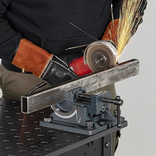 Strong Hand Tools Cradle-Angle Drill Presss Vise with 2500 lb of Clamping Force, MAX 3.5" Jaw Opening, 0-90 Degree Adjustable Tilt, Durable Cast Iron Vise, For Drill and Woodworking, SBV390