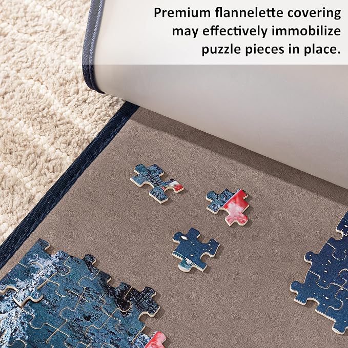 Tektalk Jigsaw Puzzle Board with 6 Sorting Trays - Portable Puzzle Mat with Dustproof Cover for Storage - Non-Slip Surface, Up to 1000 Pieces, 30.7 20.9 in - Gray