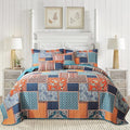 BEDIFANY 3 Pieces Cotton King Size Quilt Sets, Lightweight Bedspread King Size Soft Farmhouse King Quilt Bedding Sets for Bed Decorations for All Seasons,Orange
