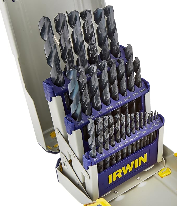 IRWIN Tools Black Oxide Metal Index Drill Bit Set with Case, 29-Piece (3018004)