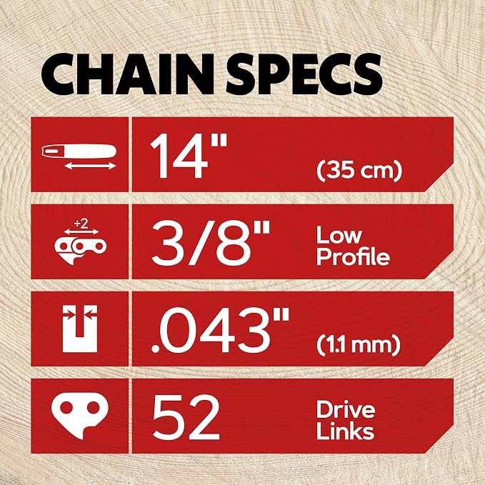 Oregon Chainsaw Chain for 14" Bar, 3/8" LP, .043" Gauge, 52 Drive Links | Oregon Chainsaw Chain for 14" Bar, 3/8" LP, .043" Gauge, 52 Drive Links