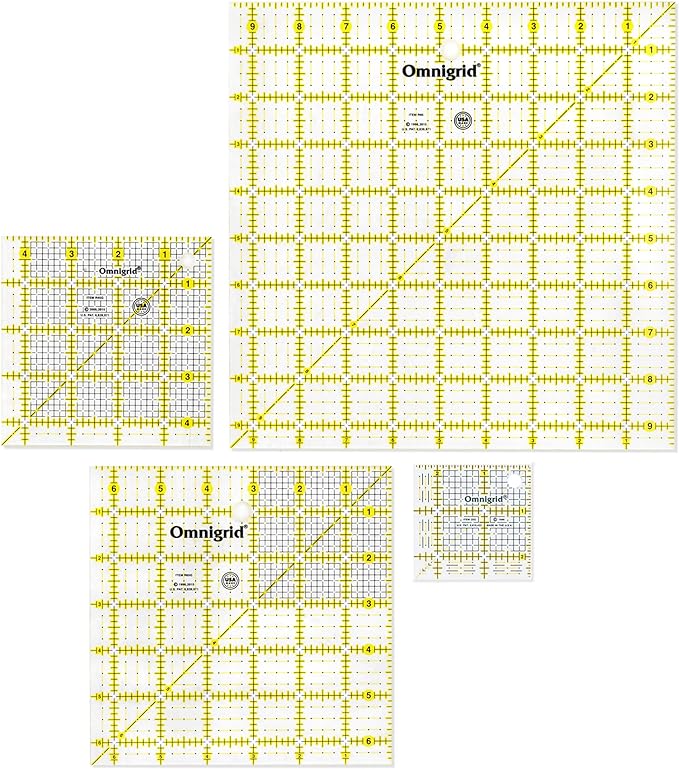Omnigrid Square Quilting Ruler Value Pack (2-1/2", 4-1/2", 6-1/2", 9-1/2")