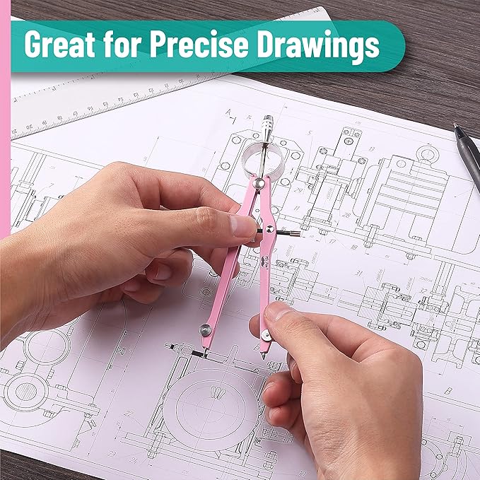 Mr. Pen- Professional Compass for Geometry, Extra Lead, Metal Compass Drawing Tool for Students, Drafting and Engineering, Technical Drawings, Circles and Geometry Projects