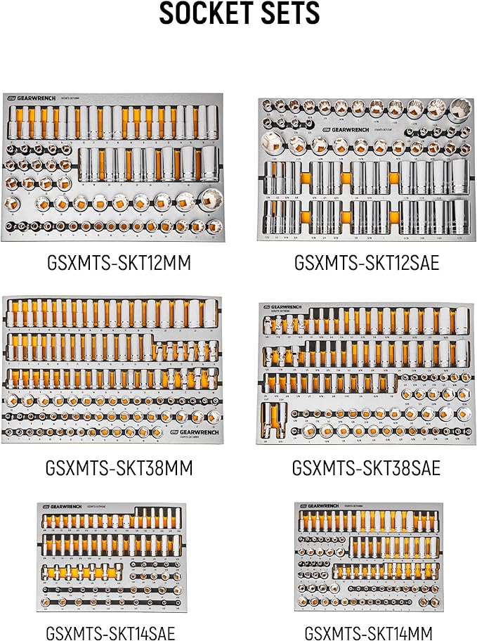 GEARWRENCH 873 Piece Master Mechanics Tool Set in Premium Modular Foam Trays with GSX Mobile Tool Storage | MEGAMOD873