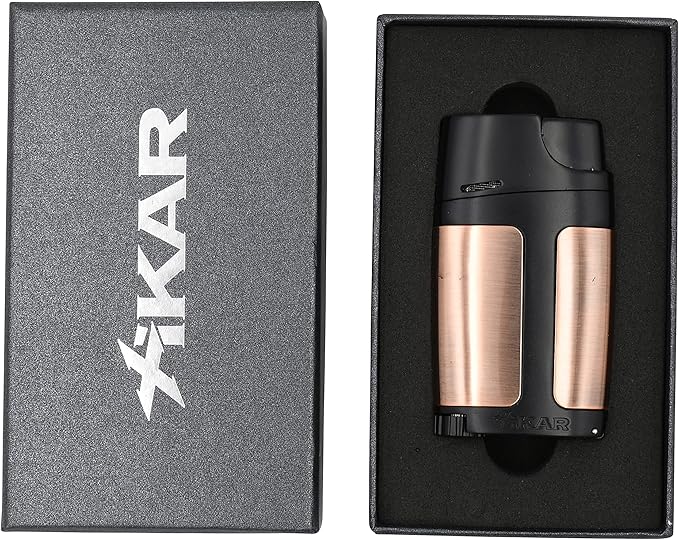 Xikar ELX Double Jet Flame Lighter with 9mm Cigar Punch, Ergonomic Design, Vintage Bronze