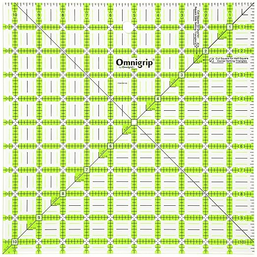 Omnigrip 10-1/2" x 10-1/2" Non-Slip Square Quilting Ruler by Omnigrid