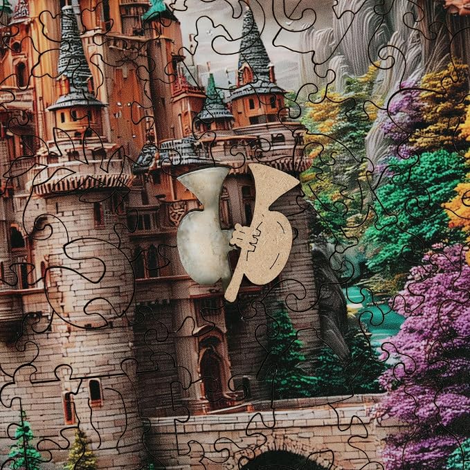 MEATRN Castle 500 Pieces Wooden Puzzles for Adults - Majestic Autumn Castle Landscape Jigsaw Puzzles, Premium Stress Relief Brain Teaser & Premium Decorative Gift, 16.4x16.5 in