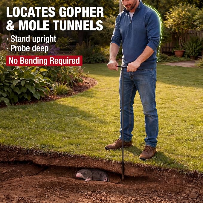 HOMESTEAD 36-Inch Soil Probe Rod with wide T handle, Comfortable Grip for Locating underground pipes and septic tanks