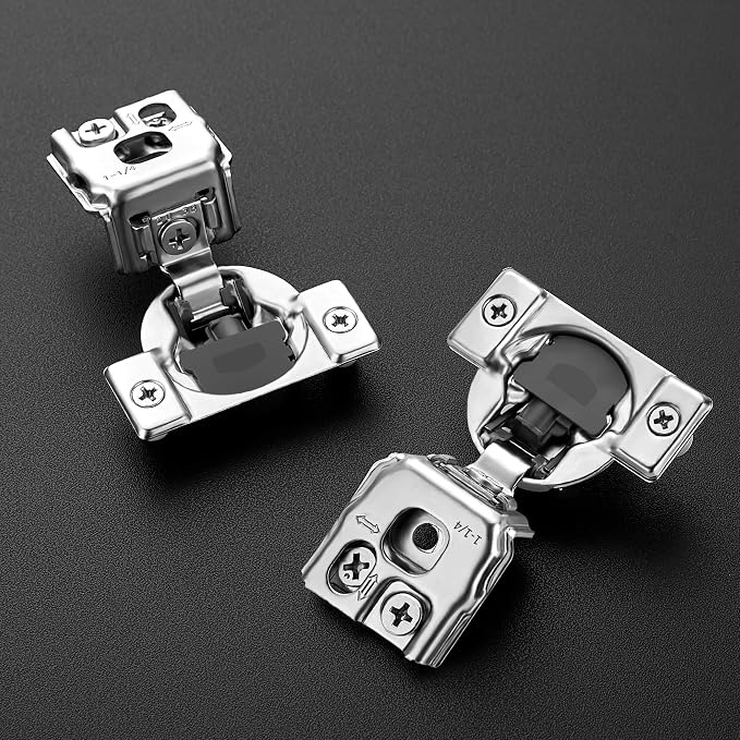 Ravinte 2 Pack 1 Pairs 1-1/4 inch Overlay Soft Close Hinges for Kitchen Cabinet Hinges Satin Nickel Hidden Hinges Stainless Steel Concealed Hinge self Closing