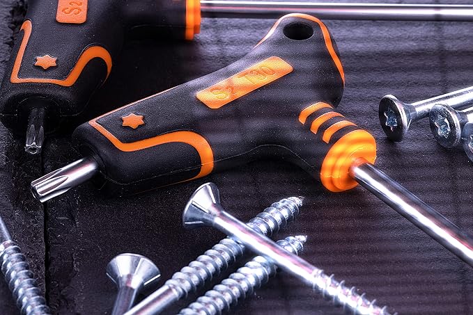 NordWolf 9-Piece T-Handle Torx Wrench Set, S2 Steel Long Arm Security Star Keys, Sizes T10 to T50 in Storage Box