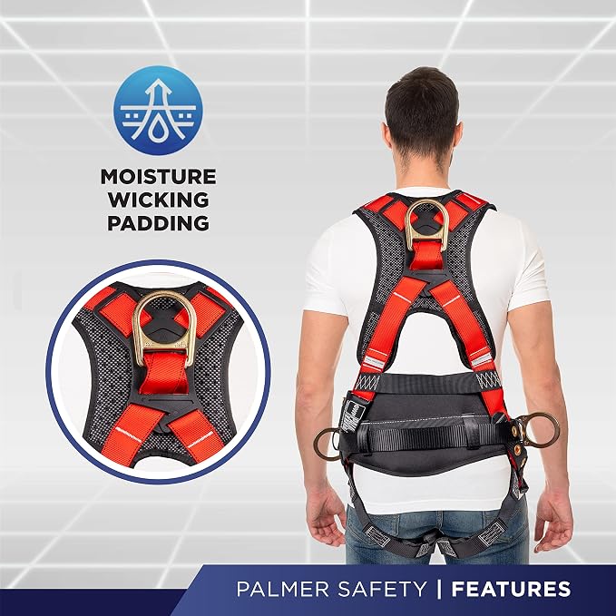 Hammerhead 5pt Safety Harness Back Padded, QCB Chest, Tongue Buckel Legs Straps, Back & Side D-Rings