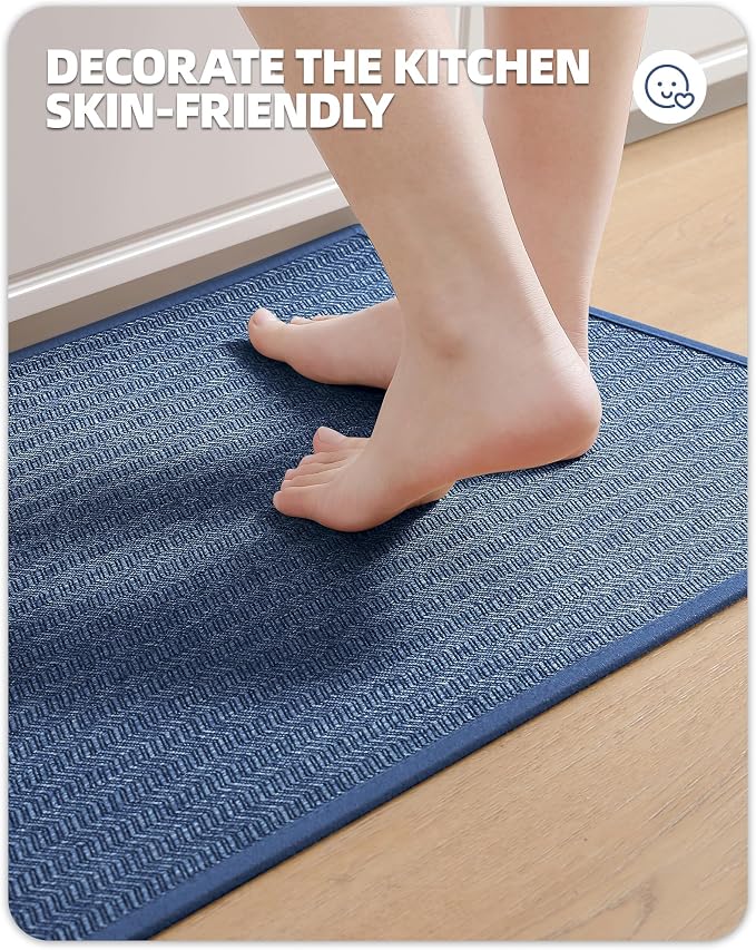 Color&Geometry Kitchen Rugs Kitchen Mats for Floor, 17"X59" Blue Kitchen Rugs Non Slip Washable with Rubber Backing, Quick Dry, Low Pile, Easy Clean Kitchen Runner Rug Kitchen Sink Mat