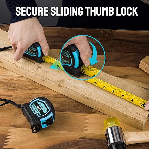 DURATECH Magnetic Tape Measure 16FT with Fractions 1/8, 2 Pack Retractable Measuring Tape, Easy to Read Both Side Measurement Tape, Magnetic Hook and Shock Absorbent Case for Construction, Carpenter