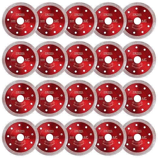ZORUNNA 20 PCS Diamond Saw Blades,Super Thin 4.5" Diamond Blade for Grinder, Tile Blade 4-1/2" for Chip-Free Cutting Porcelain Ceramic Granite Marble Tile.