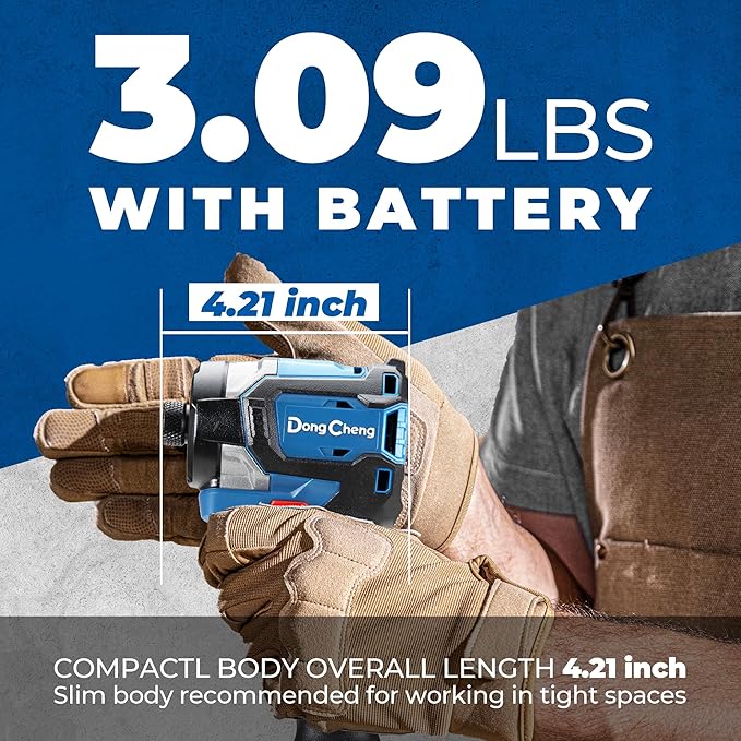 Dong Cheng 20V Brushless Impact Driver, 1840in-lbs Torque, with 2 x 2.0Ah Batteries, 3200RPM, 4300IPM, 1/4" Hex Chuck, 4 Work Modes for Home Improvement and DIY Projects