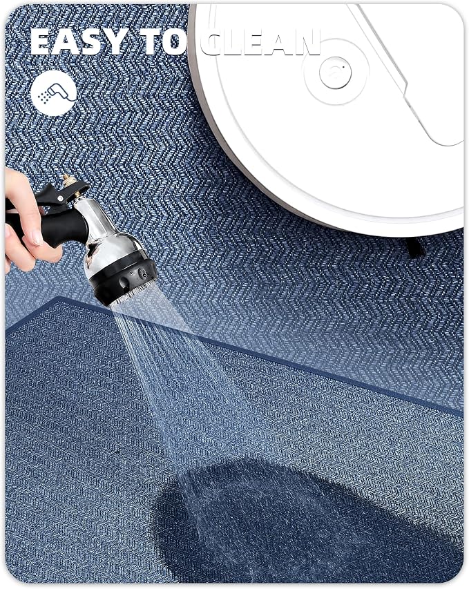 Color&Geometry Kitchen Rugs Kitchen Mats for Floor, 17"X59" Blue Kitchen Rugs Non Slip Washable with Rubber Backing, Quick Dry, Low Pile, Easy Clean Kitchen Runner Rug Kitchen Sink Mat