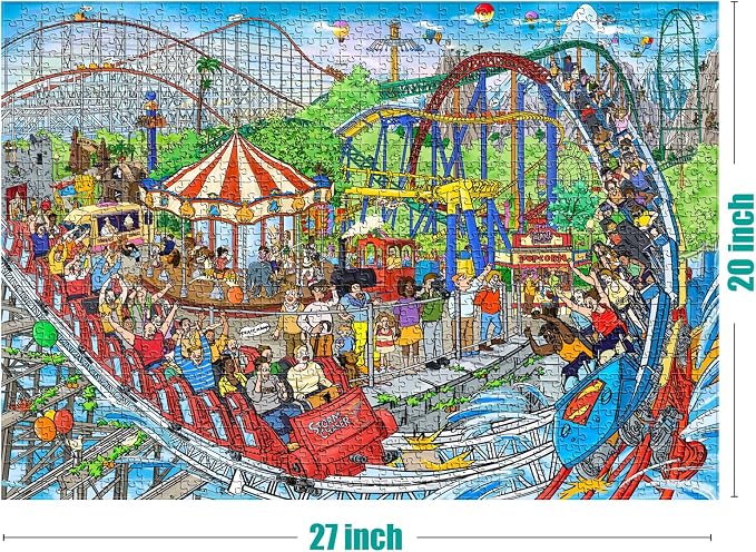 Antelope 2 in 1 1000 Piece Puzzle Bundle - Cat Castle - 1000 Piece Jigsaw Puzzle Bundle with Roller Coaster - 1000 Piece Jigsaw Puzzle