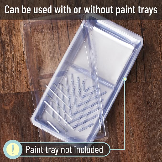 Bates- Paint Tray Liner, 4 Inch, 24 Pack, Clear, Plastic Disposable Paint Tray for Painting Walls