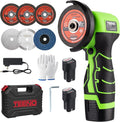 TEENO Cordless Angle Grinder 3 Inch, 19,500 RPM Mini Electric Angle Grinding Tool with 2 pcs 2000mAh Batteries and 6 Cutting Discs, 16.8V Handheld Grinder for Metal/Wood Cutting and Grinding