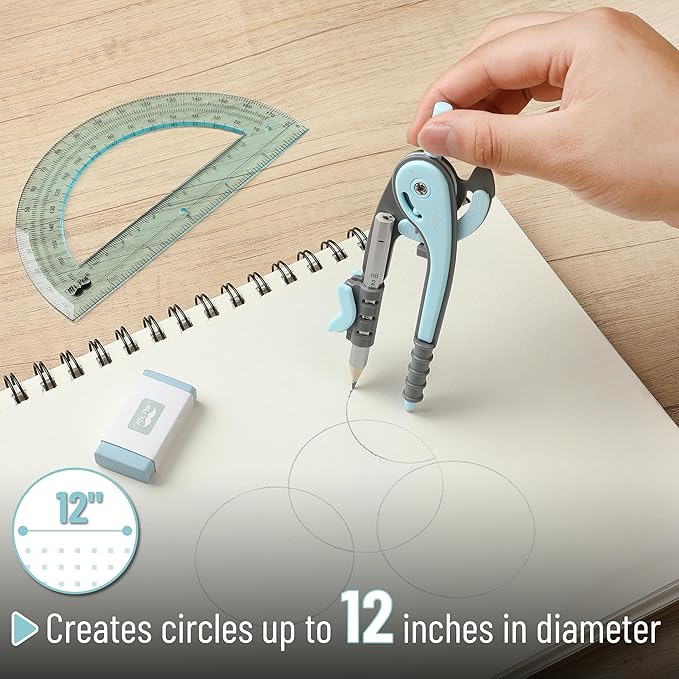 Mr. Pen- Geometry Compass and Protractor Set, 6 Inch Compass, 6 Inch Protractor, Drawing Tool for School, Clear Plastic, Easy Grip, Precision Design for Math, Art, Drafting, Architecture