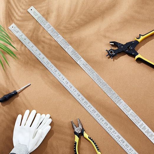 Tellegloww 2 Pcs Steel Ruler 1-1/4 in x 3 ft Machinist Rule Measuring Tool for Machinist Tinner Circumference Measurement Metalworking Industrial Drawing Engineering