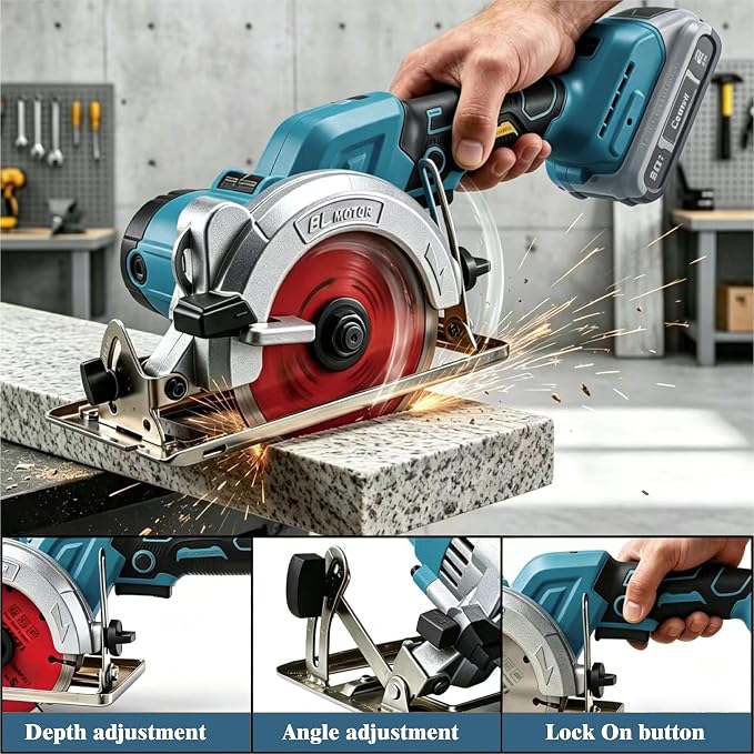 Cordless Circular Saw for Makita 18V Battery (No Battery), Power Wood Saw with Brushless Motor, 0-45° Cutting Bevel, Max Cutting Depth 1.6"(90°), 1.28"(45°),Idea for Wood,Plastic, Soft Metal-5 Inch
