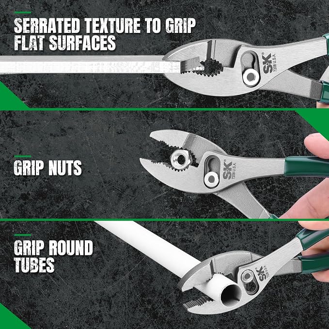 SK Tools USA 2-Piece Pliers Set, 6 & 8'' Slip Joint Pliers, 2-Jaw Position | Premium High Carbon Steel, Angled Teeth, Anti-Slip Padded Handle