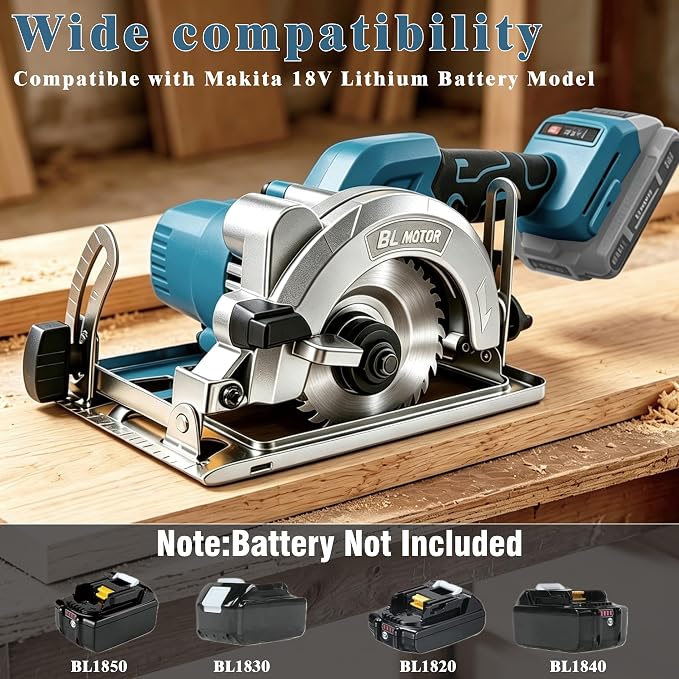 Cordless Circular Saw for Makita 18V Battery (No Battery), Power Wood Saw with Brushless Motor, 0-45° Cutting Bevel, Max Cutting Depth 1.6"(90°), 1.28"(45°),Idea for Wood,Plastic, Soft Metal-5 Inch