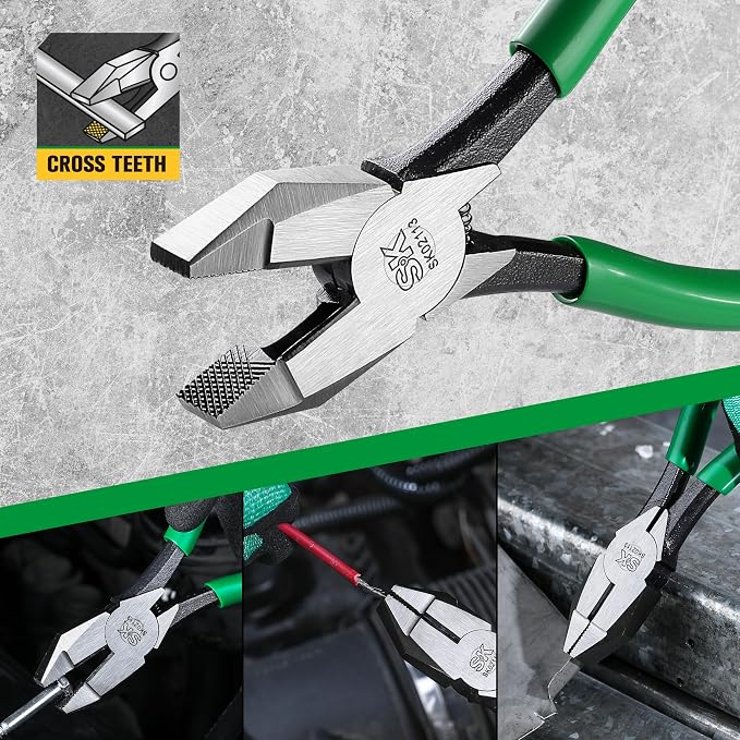 SK 9" Ironworker's Pliers, Linesman Pliers with Heavy Duty Knurled Jaws