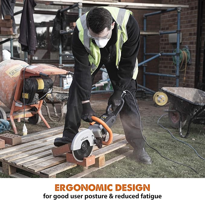 Evolution R230DCT | 9 in. Electric Concrete Saw | Diamond Masonry Blade Included | 15A Motor | 3-1/2" Cut Depth | No Gas, No Fumes | Circular Saw / Disc Cutter / Cut-Off Saw | Brick & Concrete