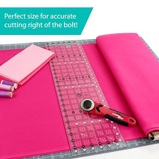 Creative Grids Quilt Ruler 12-1/2in x 24-1/2in Rectangle – CGR1224 – Made in USA, Non-Slip Grip Acrylic Quilting, Sewing, Crafting, Patchwork Ruler for Measuring & Cutting Fabric