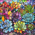 Delobi Stained Glass Puzzle Succulent Wooden Puzzles for Adults 200 Pieces, Unique Challenging Jigsaw Puzzles Gift for Friends Family Game Medium Size 11.2'' x11.2''