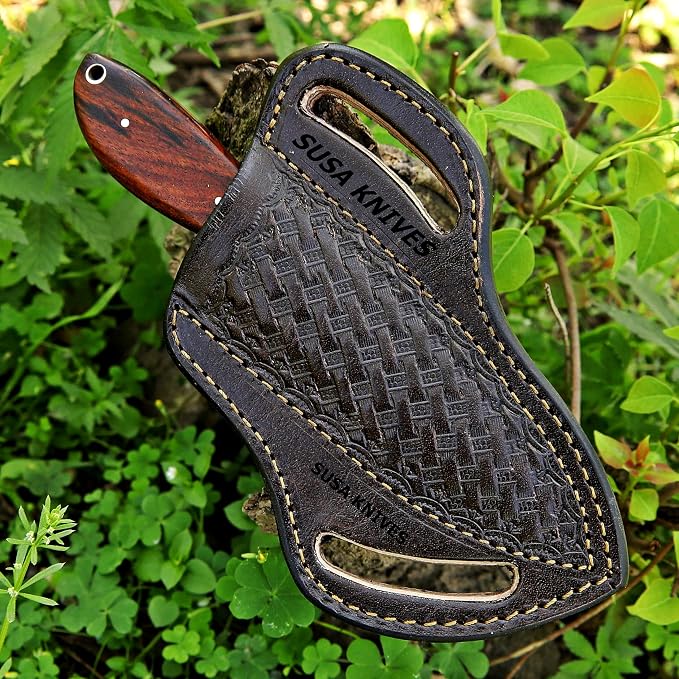 Custom Handmade 7'' fixed blade hoof rasp knife Cow boy knife Turquoise Handle Damascus steel Bull cutter, cowboy knives with pancake leather sheath (WOOD)