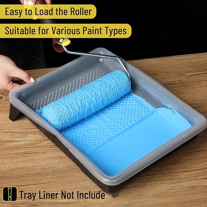 Bates- 9 Inch Paint Tray, 3 Pack, Black Plastic Paint Roller Tray 9 Inch, Deep Capacity, Textured Ridge