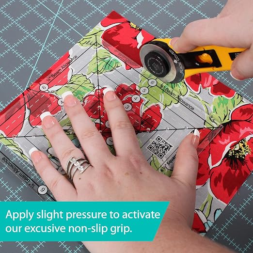Creative Grids 9-1/2in Square It Up or Fussy Cut Square Quilting Ruler – CGRSQ9 – Made in USA, Non-Slip Grip Acrylic Quilting, Sewing, Crafting, Patchwork Ruler & Template