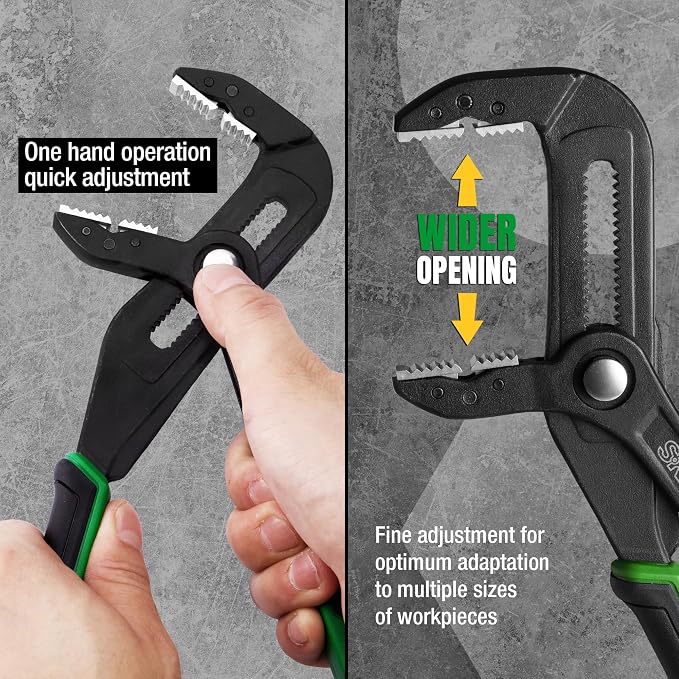 SK 10'' Water Pump Pliers, Self-adjusting Jaw Groove Joint Pliers | CR-V Steel, Precision Serrated Teeth, 21 Positions UP to 2" Jaw Capacity, with Comfortable Grips