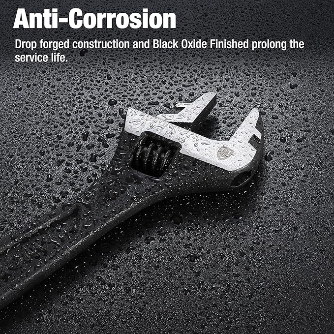WORKPRO 8" Adjustable Wrench, Black Oxide Wrench 8 Inch with Inch/Metric Scale, Premium Cr-V Steel