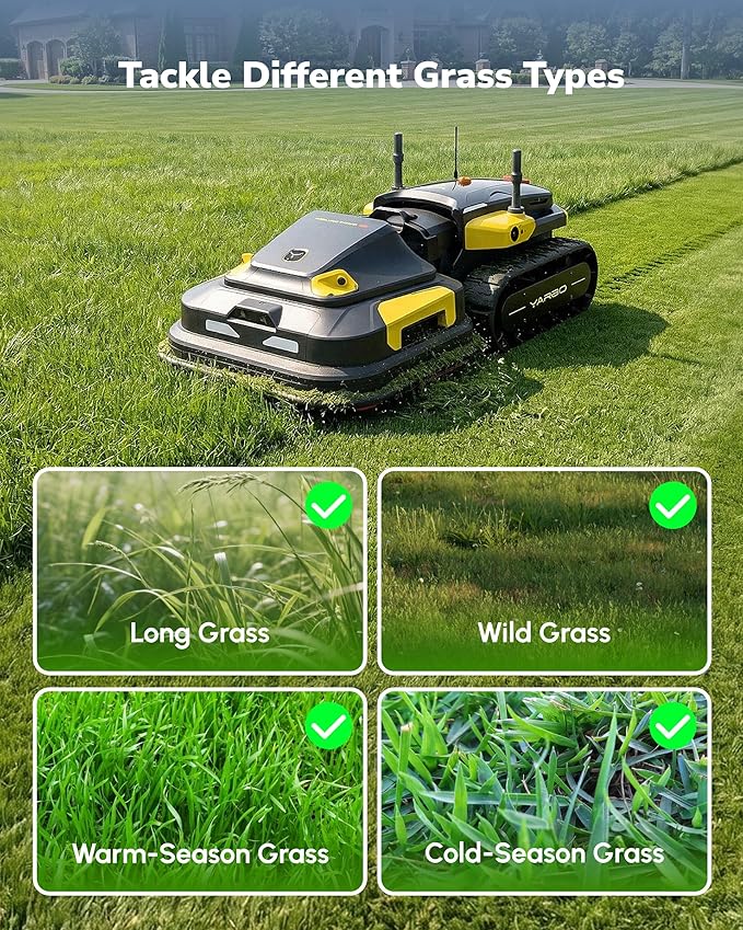 YARBO Robot Lawn Mower Pro with Modular Design for Large Yard up to 6 Acres, Perimeter Wire Free APP Control Robotic Lawnmower with 0.8"-4.0" Cutting Height, AI Vision & RTK for Navigation