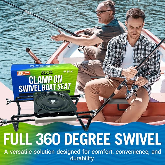 Better Boat Clamp On Boat Seat Swivel Mount for Jon Boats 360 Degree
