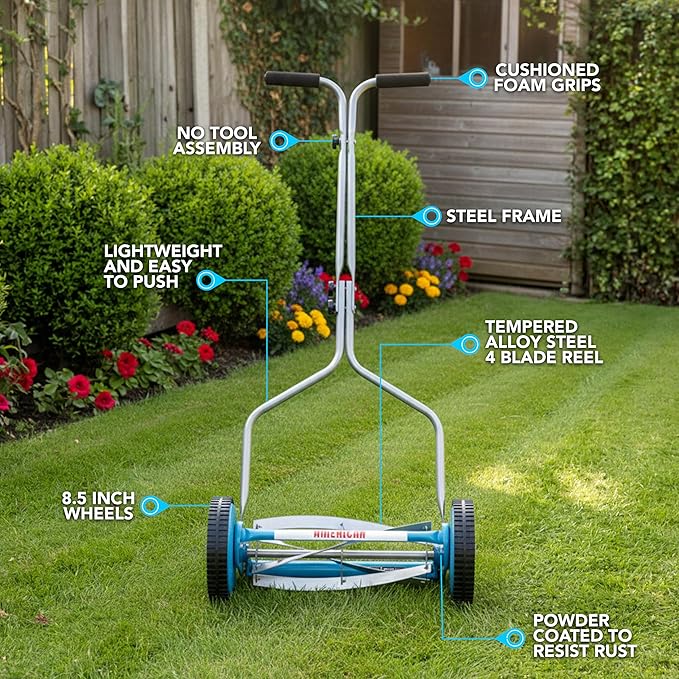 American Lawn Mower Company 2204-14 14-Inch 4-Blade Push Reel Lawn Mower