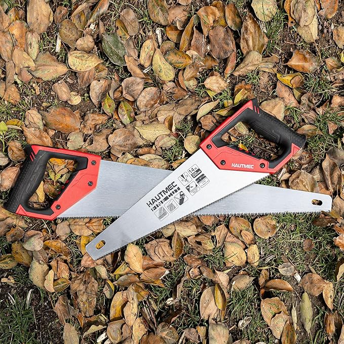 HAUTMEC 14" Hand Saw for Wood Cutting & Woodworking, 11 TPI Small Crosscut Handsaw with Triple-Ground Teeth, Fine Cut Saws for PVC, Plastic & Trees