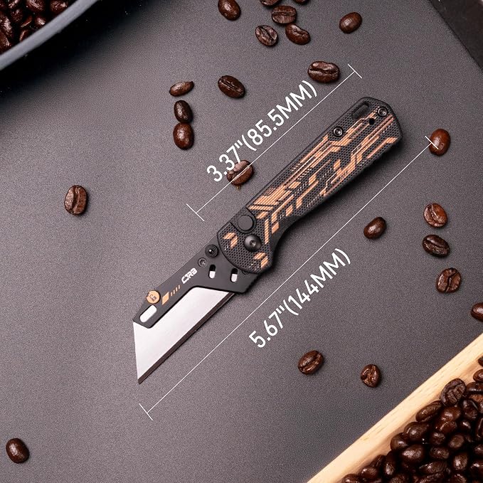 CJRB Boxer EDC Folding Utility Knife, Small Pocket Knife with G10 Handle, Includes 10PCS Total Blades(J1967 Mech Black)