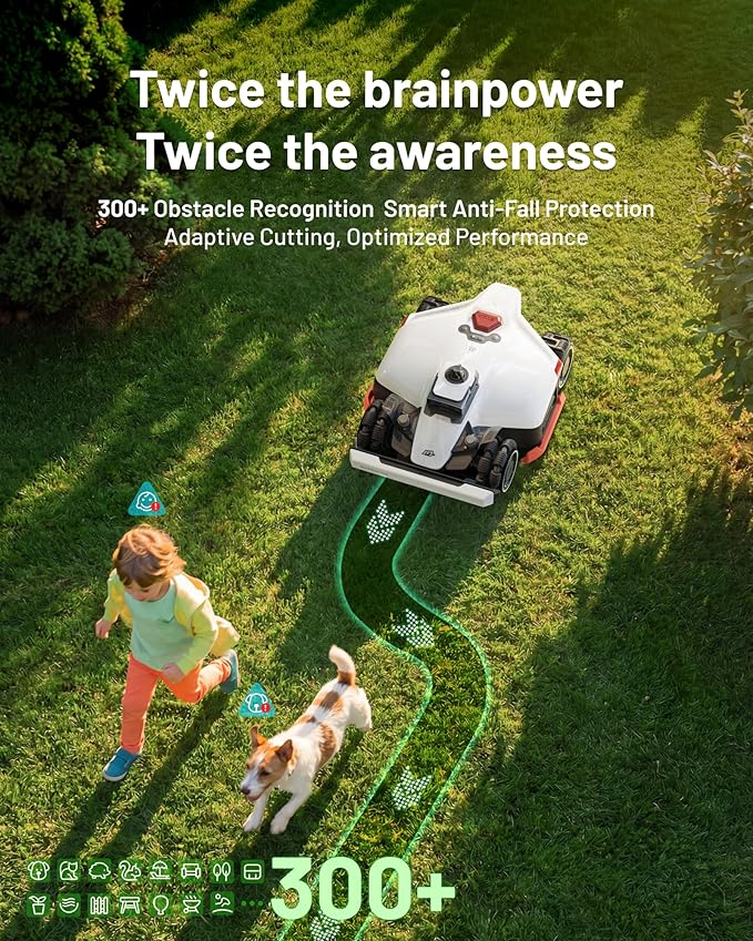 Mammotion LUBA 3 AWD 3000 Robot Lawn Mower with Garage, 0.75 Acre, 360° LiDAR+NetRTK+AI Vision, All-Wheel-Drive for 80% Slopes, 30 Multi-Zone Management, Cutting Height 1.0"-2.7"