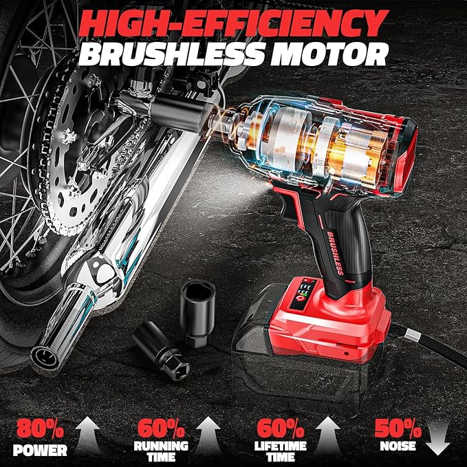 DIYtoolifz Cordless Impact Wrench 1/2" Compatible with Milwaukee 18v Battery (Bare Tool), 300 FT-LBS Brushless Impact Driver, Portable Electric Impact Gun with LED Work Light, 3-Speed Control