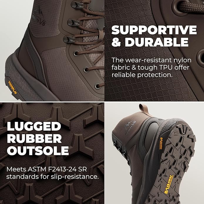 NORTIV 8 Men's Composite Toe Work Boots – 8'' Lightweight ASTM F2412-24 & ASTM F2913-24 Safety Boots with Side Zipper for Construction & Warehouse, Metrostrike-Nano
