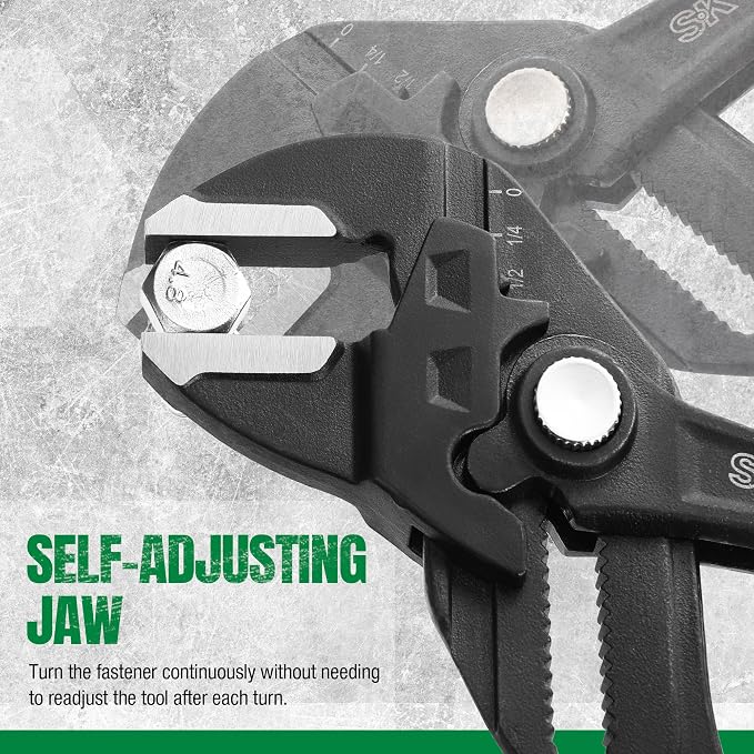 SK 10" Pliers Wrench, Smooth Parallel Jaw Water Pump Pliers, CR-V Steel | Groove Joint Pliers, Adajustable 21 Positions Up to 2" Jaw Capacity, Ergonomic Anti-slip Handle for Comfortable Grip