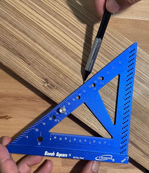 iGAGING Precision Tri Square Bench Square Set, 3" & 6" w/Pin, Plus Pencil & Lead, for Layout, Drawing, & Tool Setup. #36-BS-36