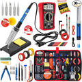 Soldering Iron Kit, 60W Soldering Iron Adjustable Temperature 30-in-1, 5 Solder Tips, Digital Multimeter, Solder Wire, Paste, Desoldering Pump, Tweezers for Electronics Hobby Enthusiast 120V US Plug