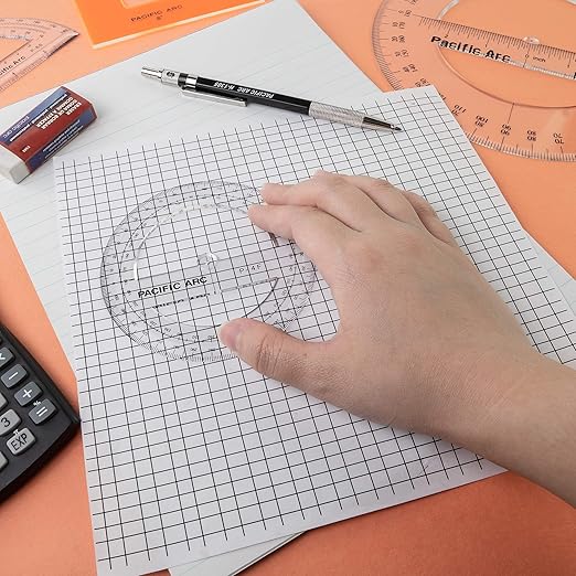 Pacific Arc's 6 Inch 360 Degree Plastic Circular Protractor Clear